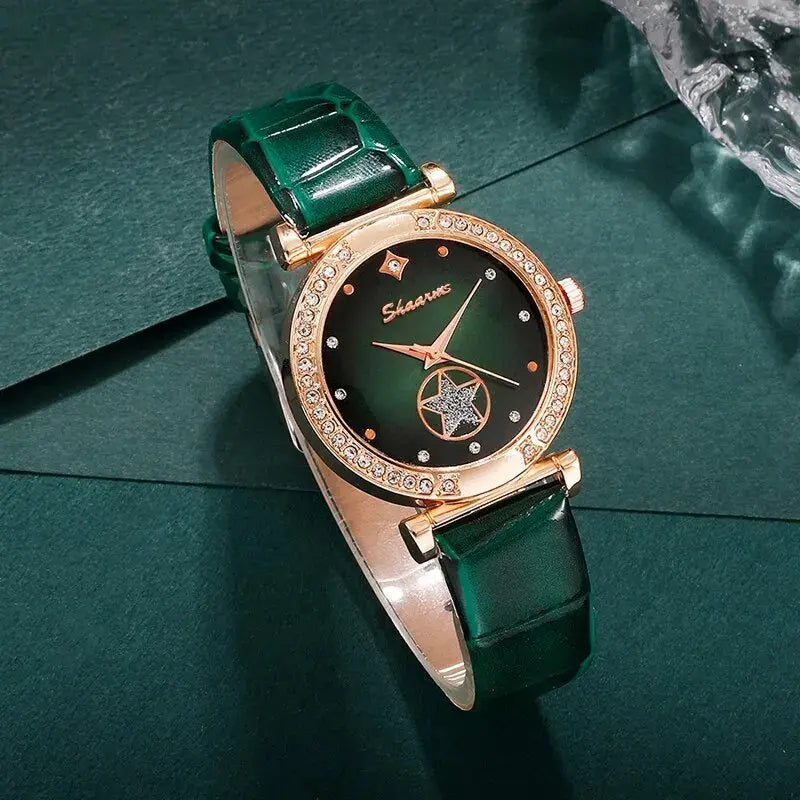 Relojes set ,Green Luxury Quartz Watch Set