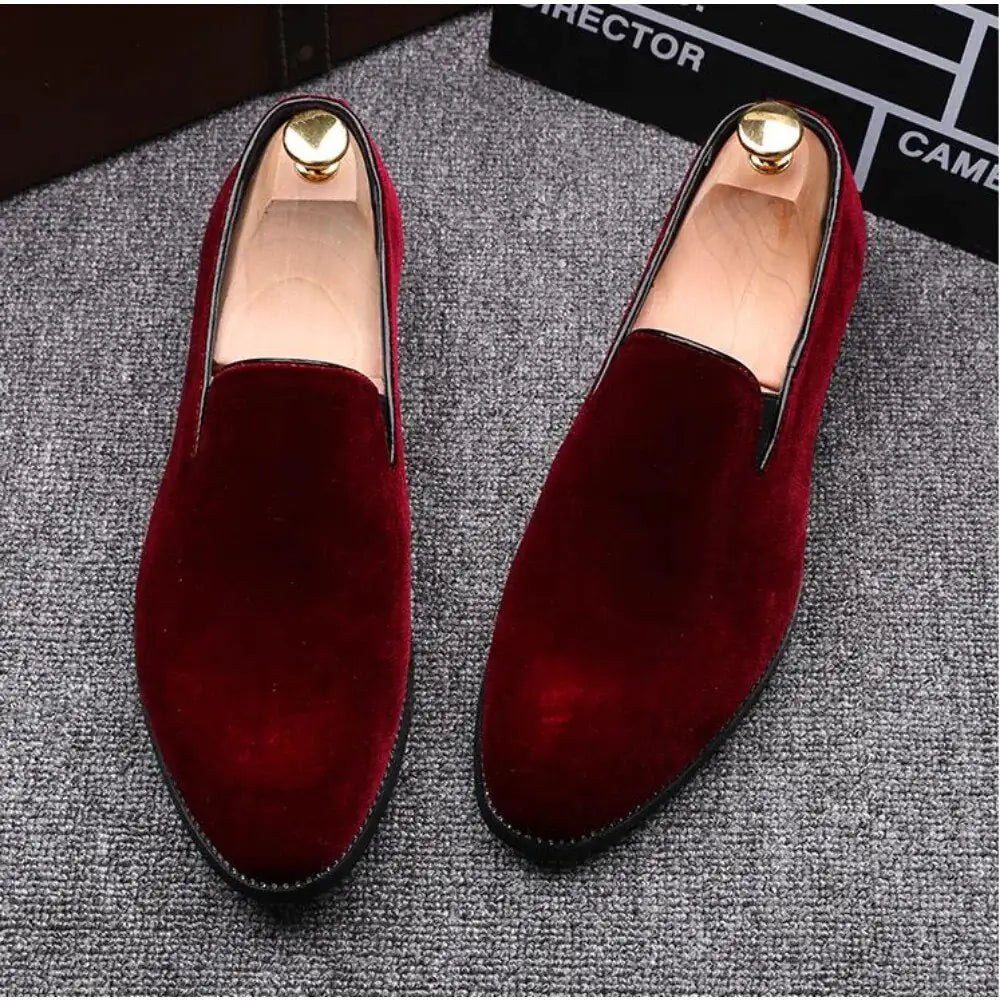 zapatilla Red Bottom Suede Loafers for Men