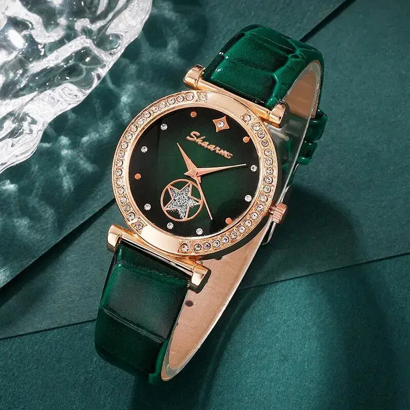 Relojes set ,Green Luxury Quartz Watch Set